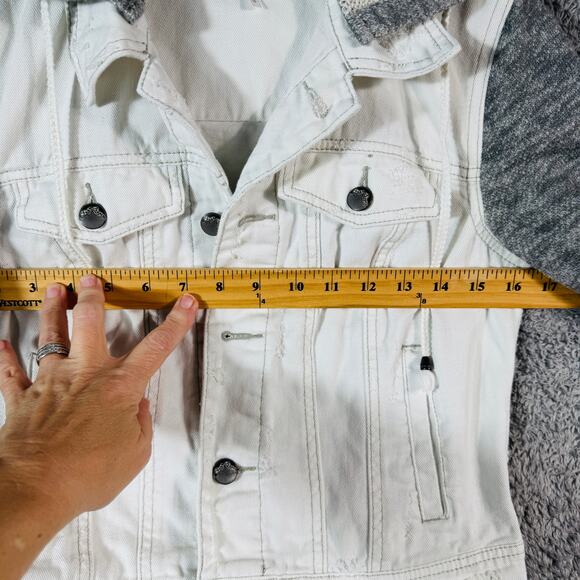 Free People White Denim Fall Knit Jacket XS - Picture 10 of 10